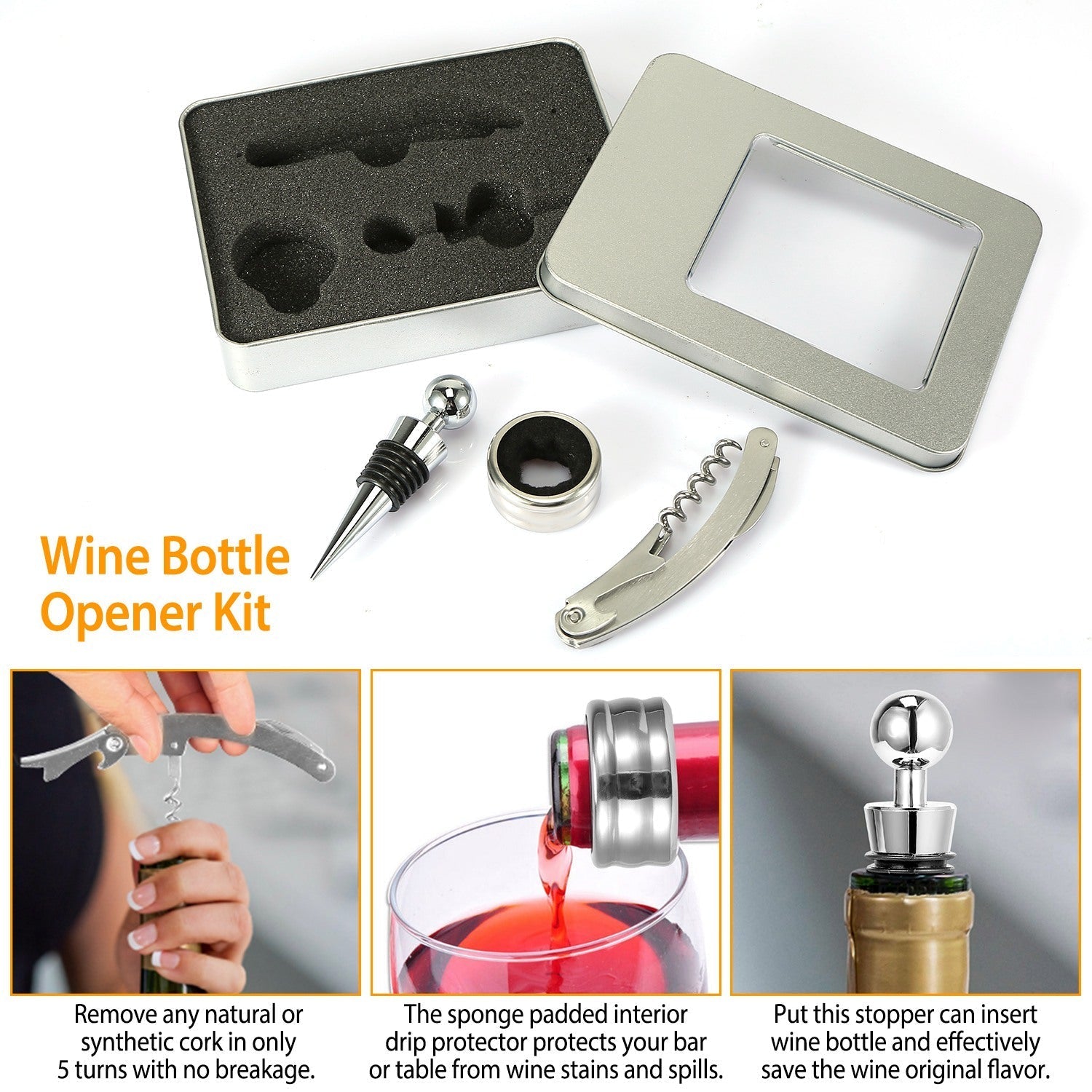 Multifunctional Stainless Steel Wine Opener Kit with Exquisite Gift Box - True Wine Lover