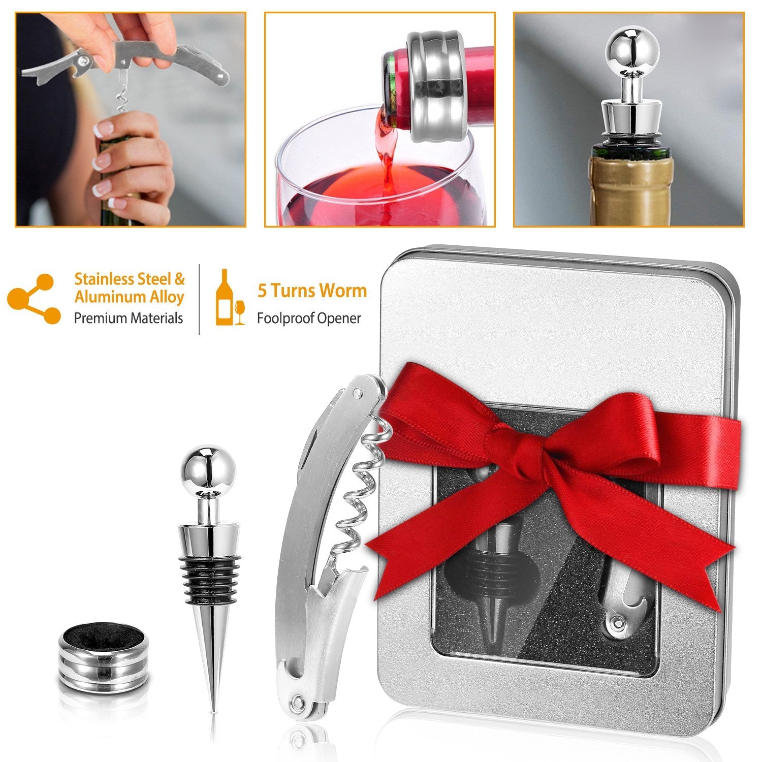 Multifunctional Stainless Steel Wine Opener Kit with Exquisite Gift Box - True Wine Lover