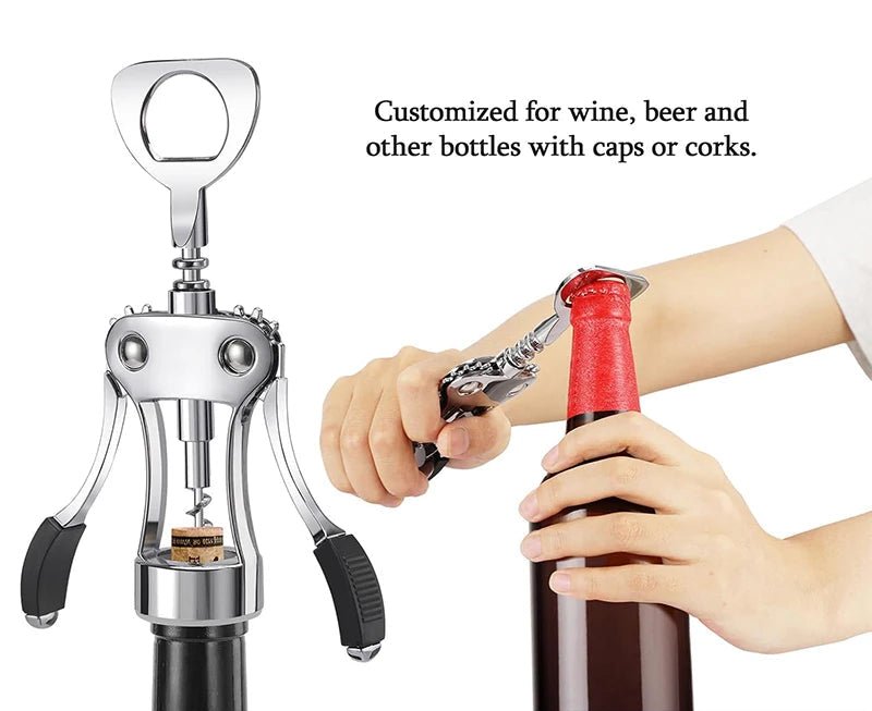 Multifunctional Winged Wine Corkscrew – Durable All - In - One Bottle Opener - True Wine Lover