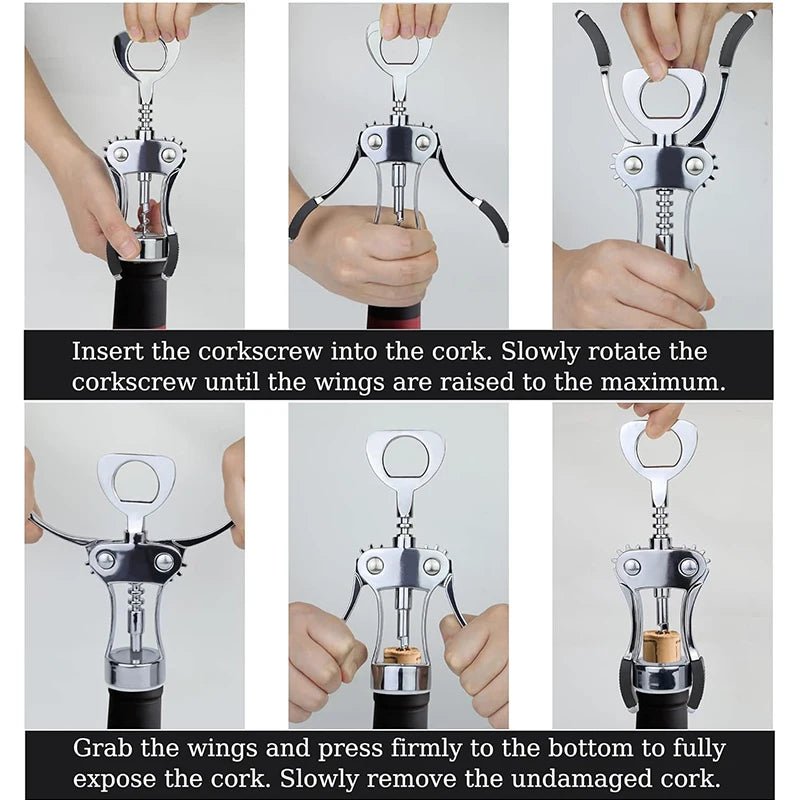 Multifunctional Winged Wine Corkscrew – Durable All - In - One Bottle Opener - True Wine Lover