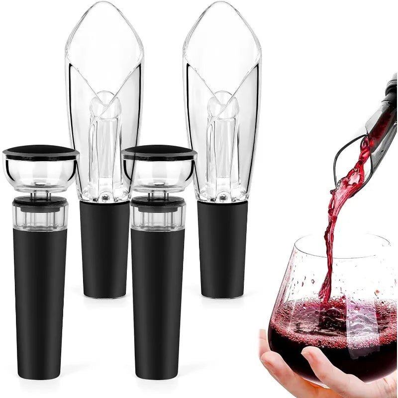 Red Wine Aerator Pourer with Built - In Filter and Wine Vacuum Pump Stoppers Set - True Wine Lover