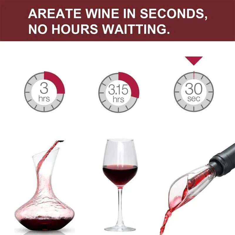 Red Wine Aerator Pourer with Built - In Filter and Wine Vacuum Pump Stoppers Set - True Wine Lover