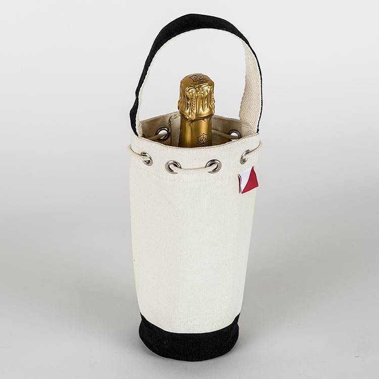 Reusable Canvas Wine Gift Bag – Single Bottle Carrier with Colored Trim - True Wine Lover