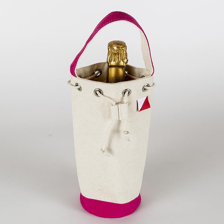 Reusable Canvas Wine Gift Bag – Single Bottle Carrier with Colored Trim - True Wine Lover