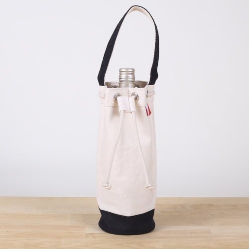 Reusable Canvas Wine Gift Bag – Single Bottle Carrier with Colored Trim - True Wine Lover