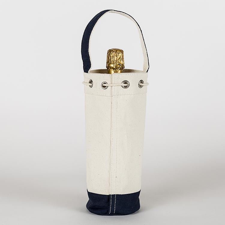 Reusable Canvas Wine Gift Bag – Single Bottle Carrier with Colored Trim - True Wine Lover
