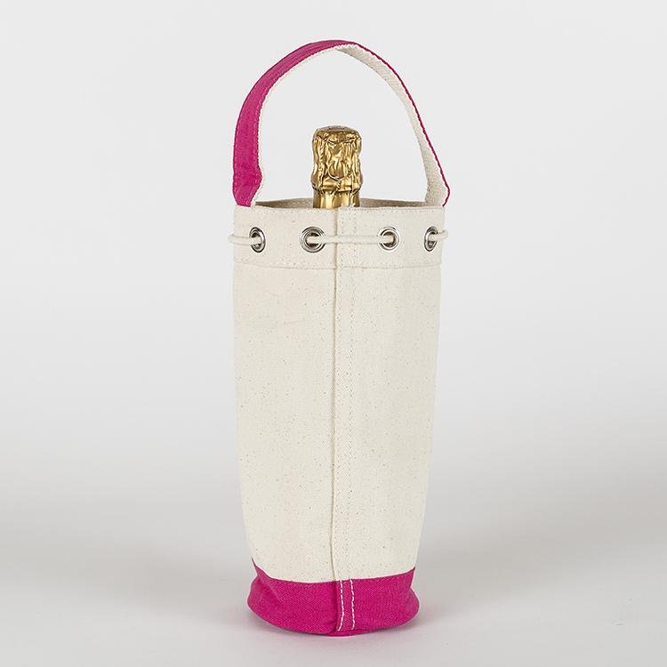 Reusable Canvas Wine Gift Bag – Single Bottle Carrier with Colored Trim - True Wine Lover