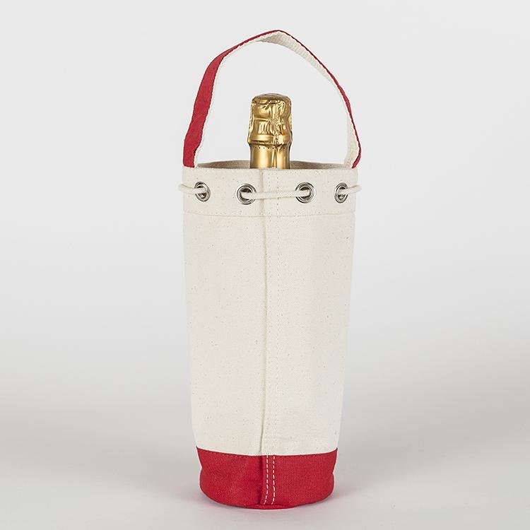 Reusable Canvas Wine Gift Bag – Single Bottle Carrier with Colored Trim - True Wine Lover