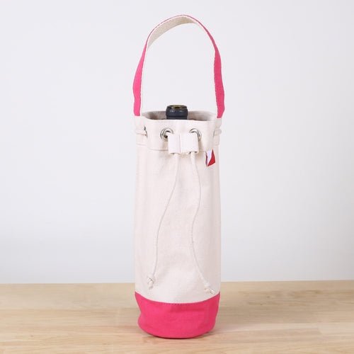 Reusable Canvas Wine Gift Bag – Single Bottle Carrier with Colored Trim - True Wine Lover