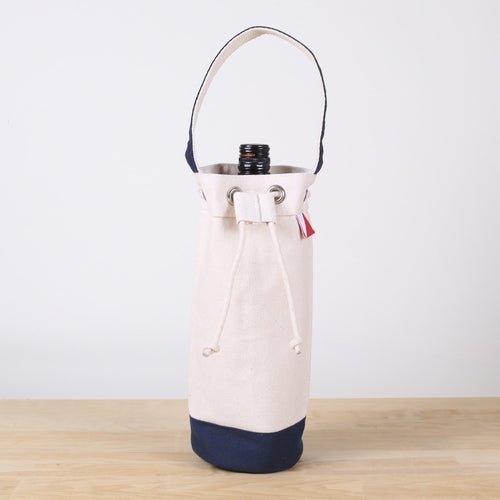 Reusable Canvas Wine Gift Bag – Single Bottle Carrier with Colored Trim - True Wine Lover