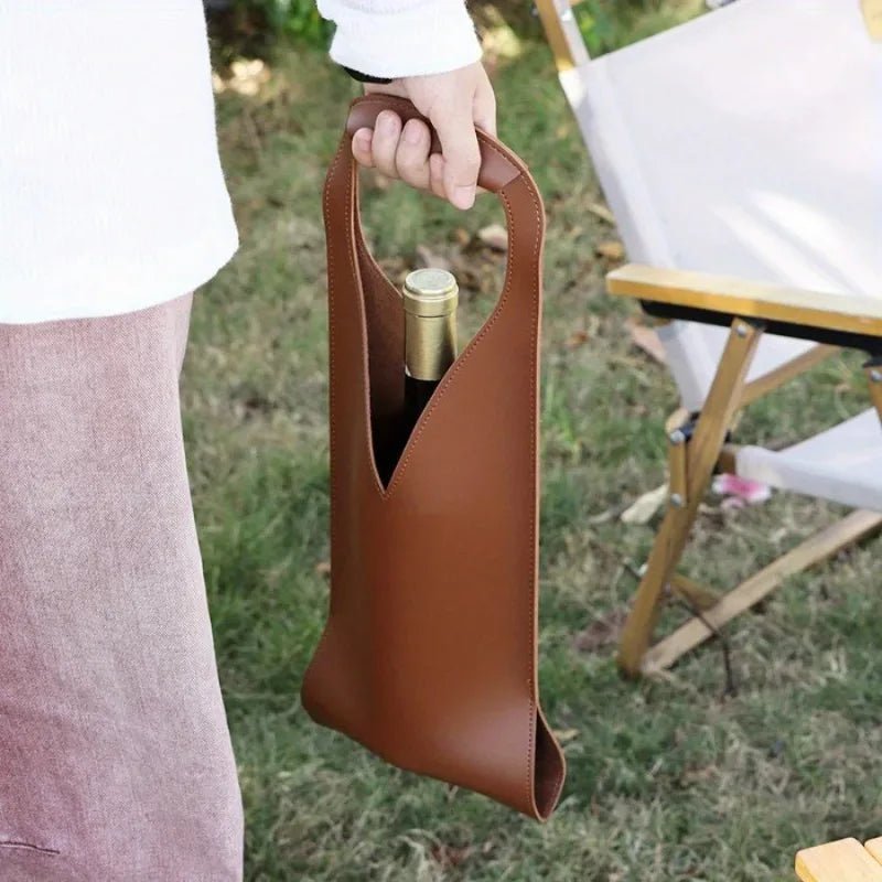 Reusable Leather Wine Gift Bag – Premium Brown Wine Packaging for Weddings - True Wine Lover
