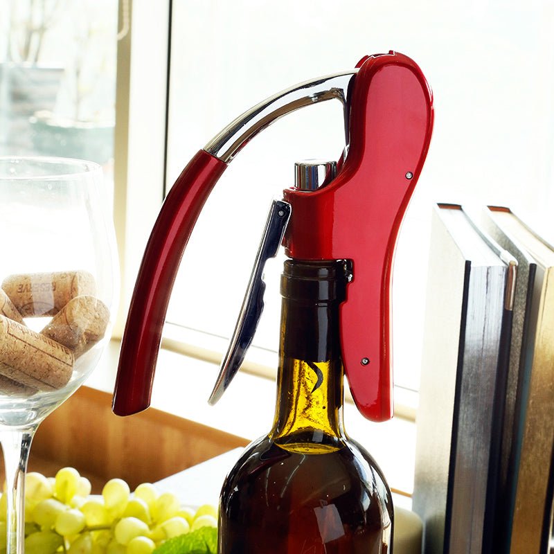 Self - Pulling Lever Wine Opener – Durable Zinc Alloy Vertical Bottle Remover - True Wine Lover