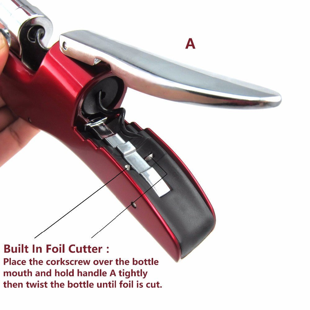 Self - Pulling Lever Wine Opener – Durable Zinc Alloy Vertical Bottle Remover - True Wine Lover