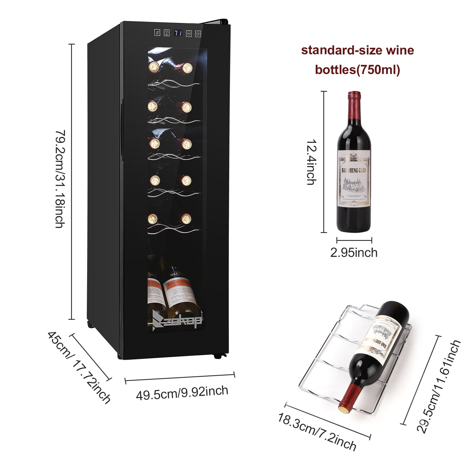 Slim 12 - Bottle Wine Cellar | Ultra - Quiet Compressor Refrigerator for Home Bar - True Wine Lover