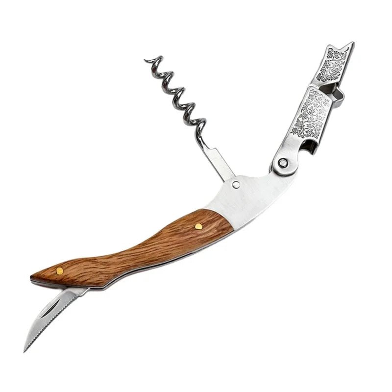 Sommelier - Grade Wine Key | Stainless Steel & Rosewood Double - Hinged Opener - True Wine Lover