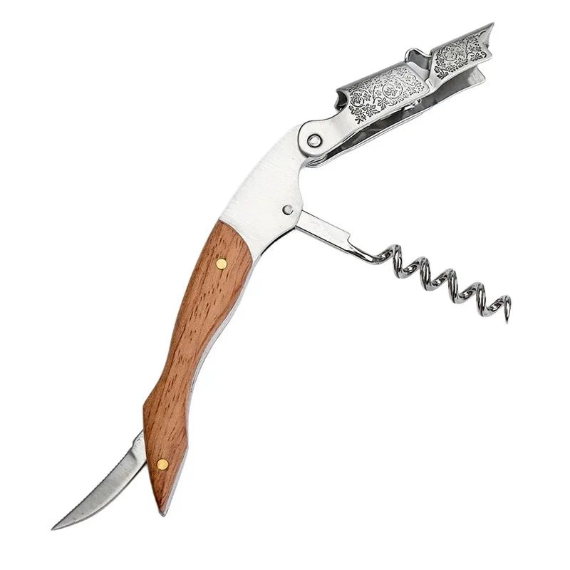 Sommelier - Grade Wine Key | Stainless Steel & Rosewood Double - Hinged Opener - True Wine Lover