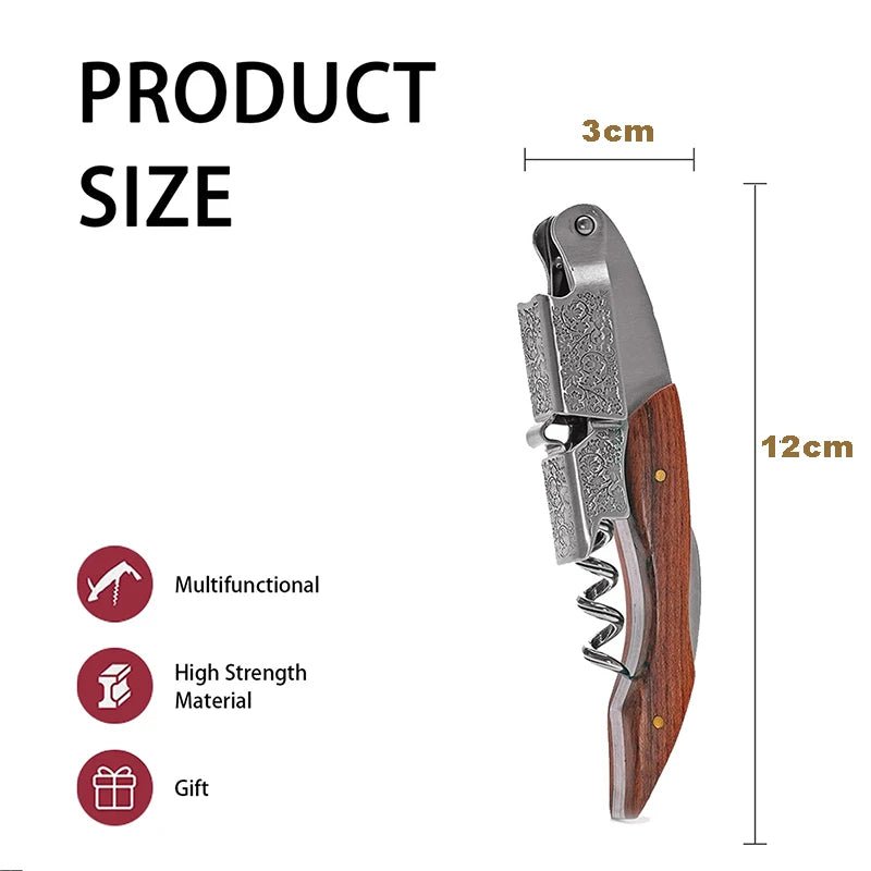 Sommelier - Grade Wine Key | Stainless Steel & Rosewood Double - Hinged Opener - True Wine Lover