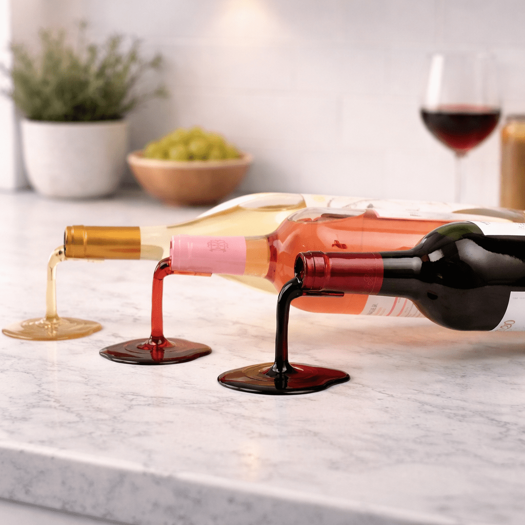 "Spilled Wine" Countertop Bottle Stand – Fun & Whimsical Single Bottle Display - True Wine Lover