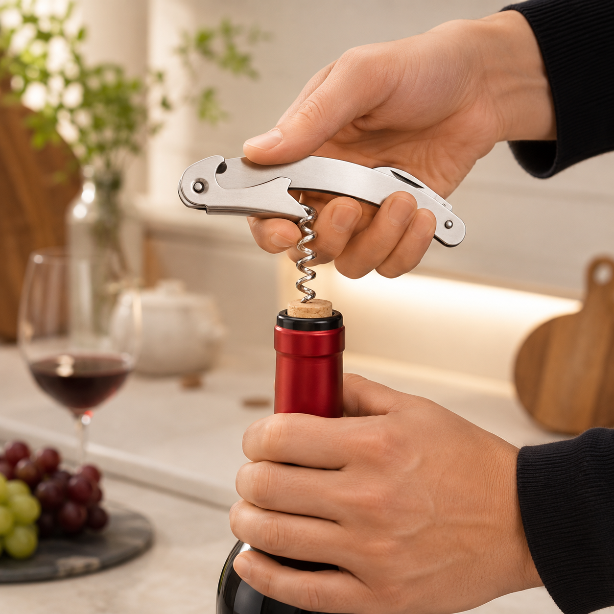 waiter's corkscrew with foil cutter
